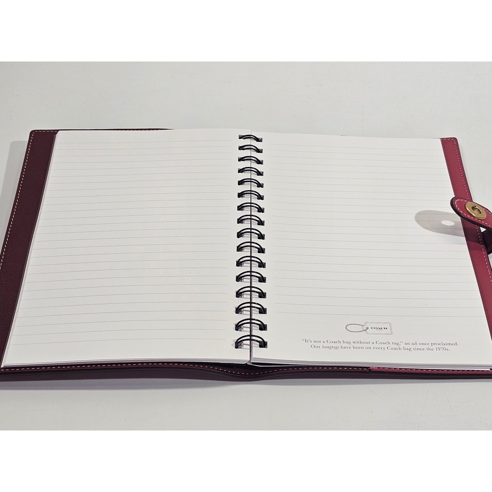 Coach Glovetanned Leather Notebook Cover Turnlock Magenta Pink w/ Pen & Journal - Picture 6 of 10